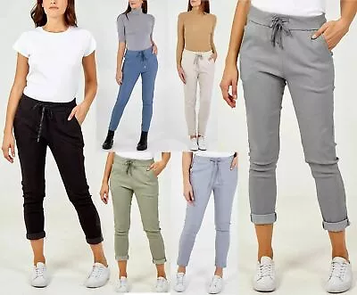 Womens Lagenlook Italian Magic Pants Ladies Casual Stretch Jogger Style Trousers • £16.99