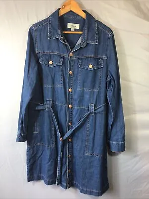 £15.99 • Buy New Look Blue Denim Shirt Dress With Belt Size 16 VGC