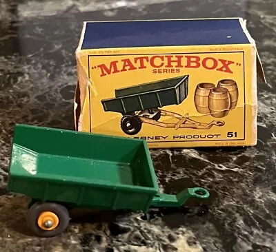 Vintage 1960's Lesney Matchbox Car Green No. 51 Trailer Diecast Metal England • $4.99