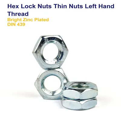 Left Hand Thread Thin Half Lock Nuts Zinc M6 M8 M10 M12 M16 M20 M24 M30 M36 M42 • £2.29