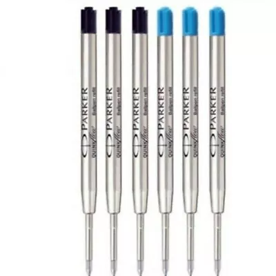 6Pcs Parker Quink Ball Refills 3 Black+3 Blue Fits My Store Ballpoint Pens • $6.39