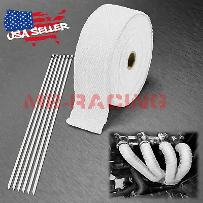 White Exhaust Pipe Insulation Thermal Heat Wrap 2 X50' Motorcycle Header • $18.46