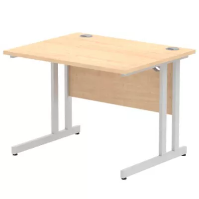 Impulse 1000 X 800mm Straight Desk Maple Top Silver Cantilever Leg • £158.97