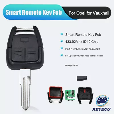 Remote Key Fob 2 Button 433.92MHz ID40 Chip For Vauxhall/Opel Astra Vectra Zafir • $19.02