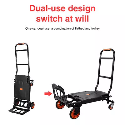 2 In 1 Hand Truck Heavy Duty Hand Trolley Truck Folding Cart Flat Bed Pulley  • $99.79