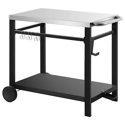 $89.99 • Buy Outdoor Prep Dining Cart Table On Wheels BBQ Grill Kitchen Food Prep Trolley US
