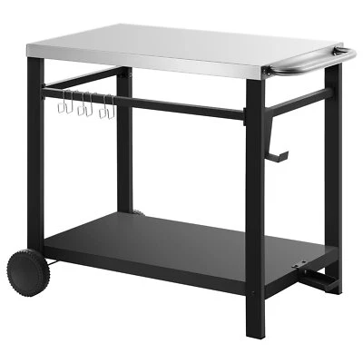 $89.99 • Buy Outdoor Prep Dining Cart Table On Wheels BBQ Grill Kitchen Food Prep Trolley US