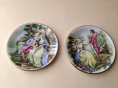 Pair Of Pall Mall Ware Cabinet Plates Of Georgian Couples - 4.1/2  Dia • £4.99