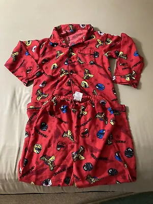 $16 • Buy Vintage 2002 Disney Boys Pajamas 2 Piece Power Rangers Morphin Size 8 Red