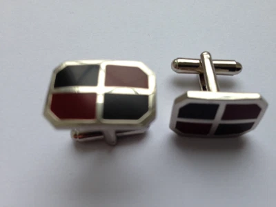 £3.95 • Buy Pair 2 Tone Ruby Red Black Cross Shirt Cufflinks Wedding Party Diamante Two