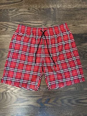 Burberry Check Swim Shorts Trunks Red Size Small • $137