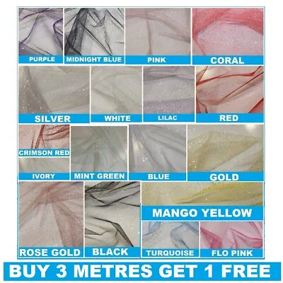 Glitter Tulle Net Soft Sheer Dress Veil Fancy Costume Dance Party Fabric 150wide • £4.15