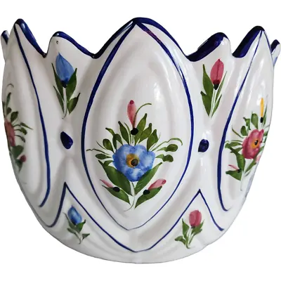 Portugal Majolica Handpainted Floral Planter Vase Jardiniere • $78.85