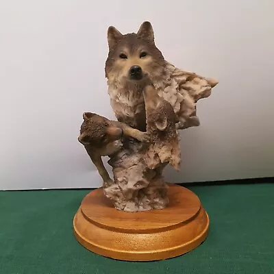 Mill Creek Studios  Peaceful Play  Wolf Sculpture 1994 By Joe Slockbower. • $45