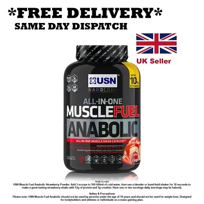 £44.95 • Buy USN Muscle Fuel Anabolic All-In-One Shake Powder - Strawberry, 2.2 Kg