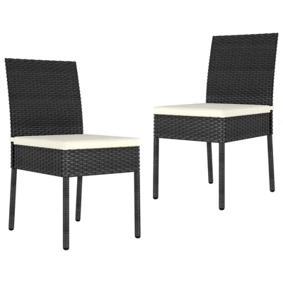 $229.99 • Buy Garden Dining Chairs 2 Pcs Poly Rattan Black VidaXL