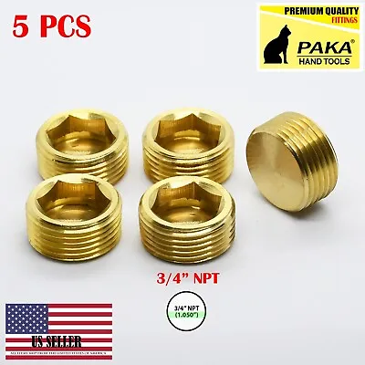 5Pcs 3/4  NPT Male Brass Internal Hex Head Socket Pipe Plugs End Cap • $11.97