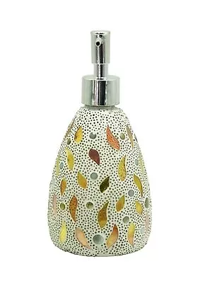 1x Gold Leaf Glass Mosaic Soap Dispenser Pump Bottle Holder Crystal Colourful • $37.60