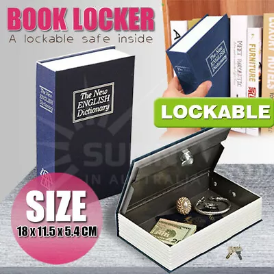 Home Security Dictionary Book Box Secret Safe Storage Key Lock Cash Jewellery • $13.69