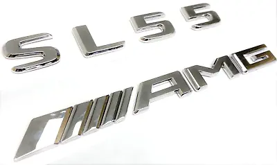 #2 Chrome Sl55 + Amg Fit Mercedes Rear Trunk Emblem Badge Nameplate Decal Letter • $22.99