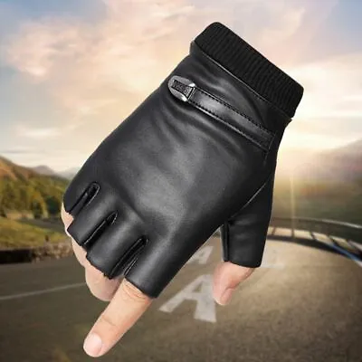 $12.23 • Buy Unisex Fingerless Gloves Black Fitness Leather Gloves Half Finger Slip Resistant