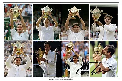 £5.95 • Buy Roger Federer 8 X Wimbledon Champion Autograph Tennis Signed Photo Print