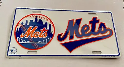 New York Mets White Embossed Aluminum Metal License Plate Tag Size 6x12 • $27.85