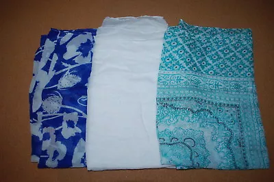 Womens 3 LOT INFINITY SCARF Ltweight TEAL MOROCCAN PAISLEY Blue Wildflower WHITE • $18