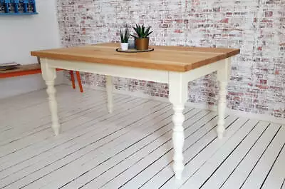 Rustic Chunky Oak Dining Kitchen Table Natural Farmhouse Full Stave - Any Size • £1095