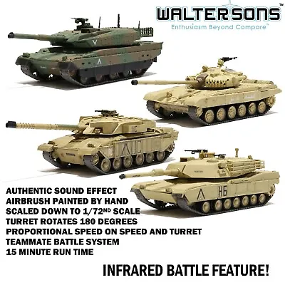 Waltersons 1/72 RC Radio Control Tank Infrared Battle Tank With Realistic Sound • £19.99