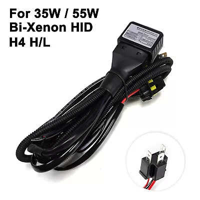 HID Relay Harness H4 (9003 HB2) 12V 35W/55W Bi-Xenon Hi/Lo H/L Wiring Controller • $10.55