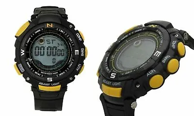 NEW Geneva Platinum 4561 Men's MARATHON Yellow Accent Black Rubber Digital Watch • $18.95