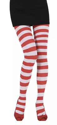 £1.85 • Buy Red And White Stripe Christmas Tights Elf Wally One Size Fancy Dress 