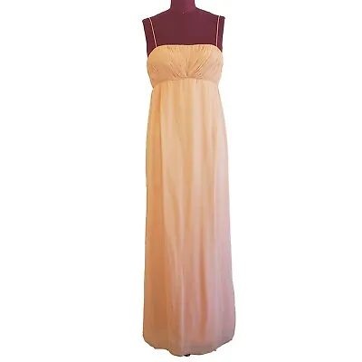 Vintage Victoria Royal Ltd Formal Dress Small Peach Silk Empire Maxi Sleeveless • $135.97