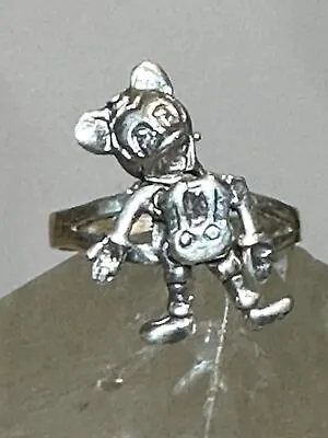 Mouse Ring Face Hands Feet Move Character Size 7  Band Sterling Silver Women • $85