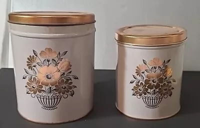 Vtg Retro Decoware Nesting Metal Canister Foral Design  • $14.99