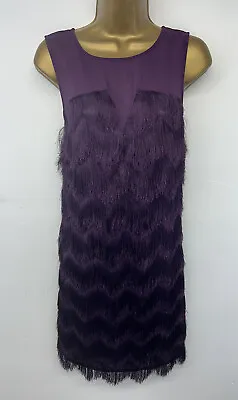 Next Dress Purple Tassel Charleston Flapper Style Round Neck Sleeveless UK 12 • £9.99