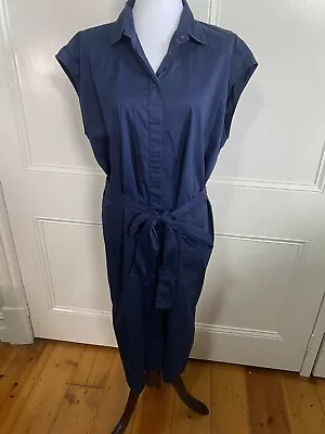 Trenery Country Road Ladies Size 16 Blue Button Through Dress With Belt Exc Cond • $49