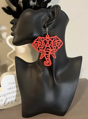 Red Elephant Dangle Earrings. Sport Event Earrings Delta Sigma Theta Earrings • $15.50