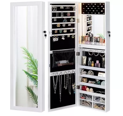 Mirror Jewelry Cabinet 79 LED Lights Wall-Mount/Door-Hanging Armoire • $129.99