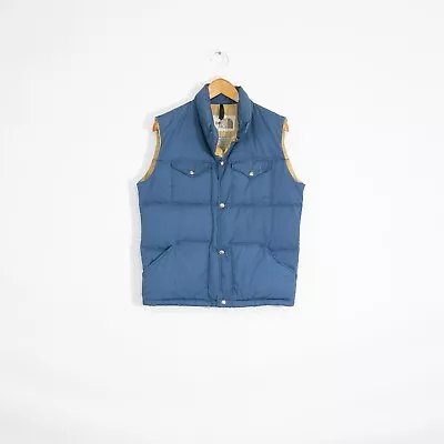 Vintage 70s The North Face Puffer Vest Mens Medium - Goose Down Blue Brown Tag • $49.99