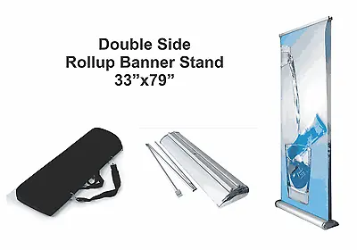 Double (2-side) Retractable Roll Up Banner Stand (Display) 33  X 79'' Free Ship • $69