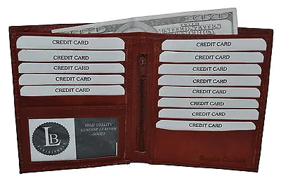 Leatherboss Genuine Leather Slim Hipster Cowhide Credit Card Bifold Wallet • $12.99
