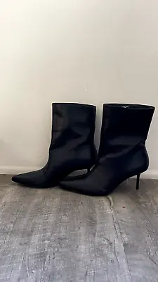 Zara New Woman Ss23 Black Ankle Boots With Stiletto Heel Ref:3103/010 Sale • $60