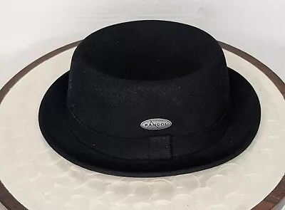 EXC BLACK Sz L KANGOL LiteFelt® PORK PIE WOOL HAT SHORT BRIM MEDIUM MADE IN USA • $75