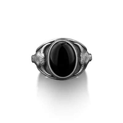 Black Onyx Gemstone Sterling Silver Fine Jewelry 925 Metal Purity Men's Ring • $83.79