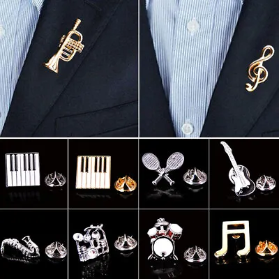 Men Music Brooch Instrument Musical Note Enamel Brooches Suit Scarf Badge Pin • £3.95