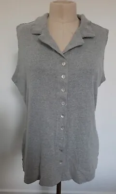 Vintage Women's Button Vest Knit Top Shirt Size XL Sleeveless Gray Varsity Sport • $12