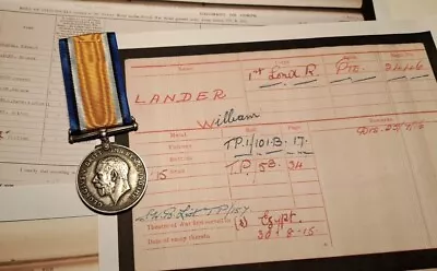 WW1 British War Medal Pte Lander 1st London Regiment Casualty Wounds. • £40