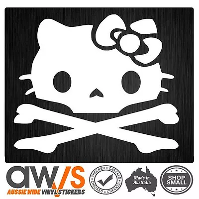 Hello Kitty Decal Car Window Sticker Rude Finger Skull Girls Girly Laptop Decal • $5.50